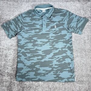 Moonshine Polo‎ Shirt Men's Medium Gray Camo Golf Short Sleeve Vented Pickleball